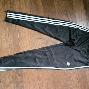 Adidas Black Track Pants with White Stripes